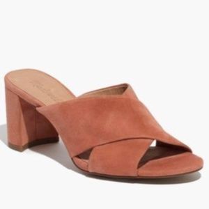 Criss Cross Burnt Ember Mules Strappy Chunky Heel